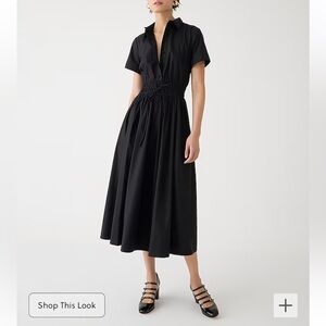 J. Crew Black Short-Sleeve Midi Shirtdress